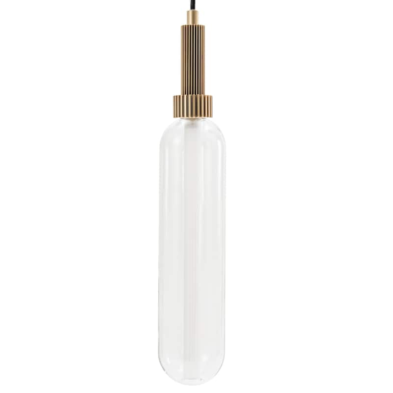 VidaLite Modern 10W LED Cylinder Pendant Light, Single Bulb Glass Fixture, 3000K Adjustable Light, 700 Lumens, Opal Gold