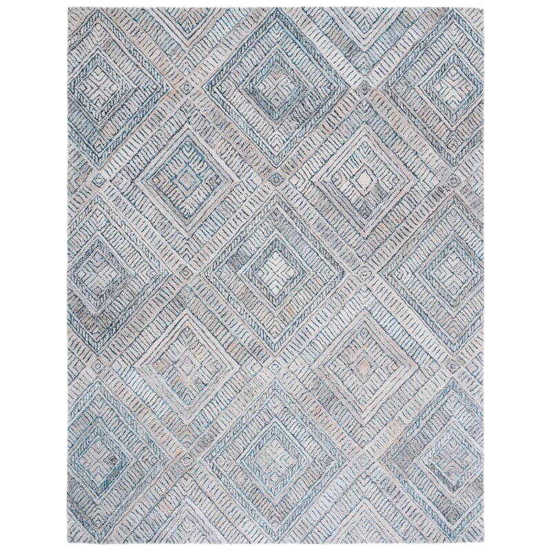 SAFAVIEH Handmade Marquee Ludlow Stripe Rug - 8' x 10' - Turquoise/Beige