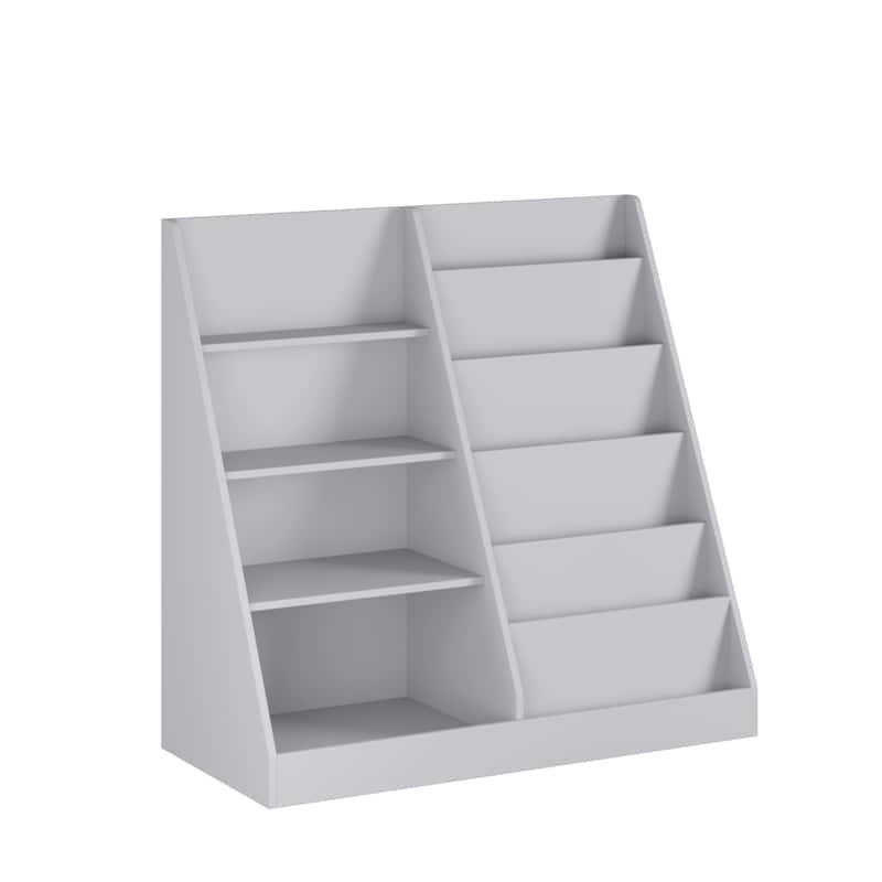 Kids Bookshelf and Toy Storage Organizer, Multifunctional 4 Tier Wooden Kids Book Shelf with Bookcase Display Stand