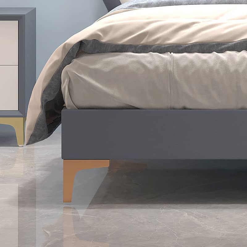 Queen Size Upholstered PU Leather Bed Frame, Kids Platform Bed with Elegant Flowers Headboard