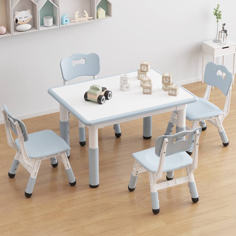 Table and 4 Chairs Set for Ages 2-10 Height Adjustable - Grey