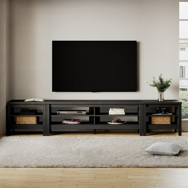 TV Stand for 90 inch TV Entertainment Center Wood TV Console Table for 100 85 80 inch TV with 8 Storages Black Bed Bath Beyond 38051121