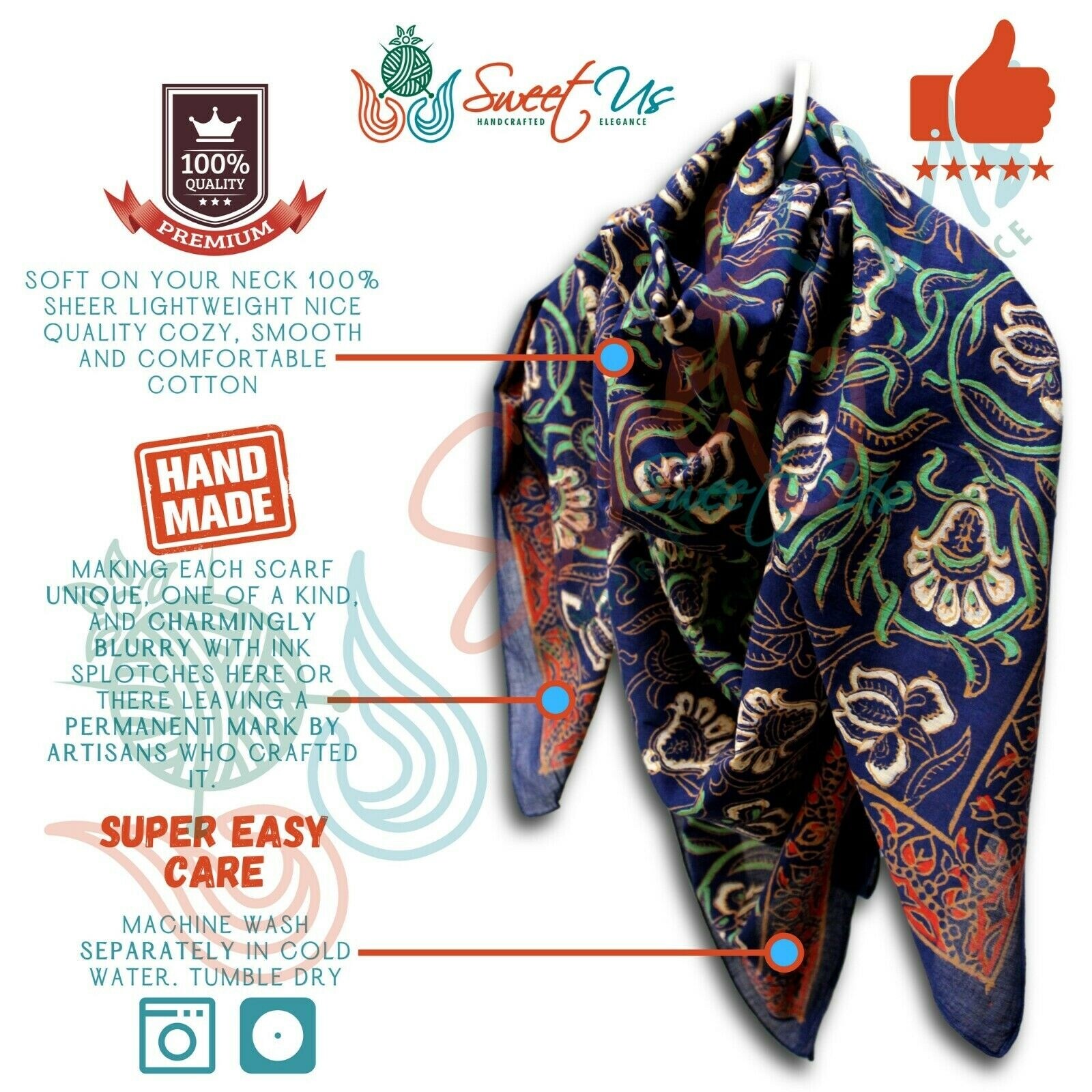 large cotton head scarf