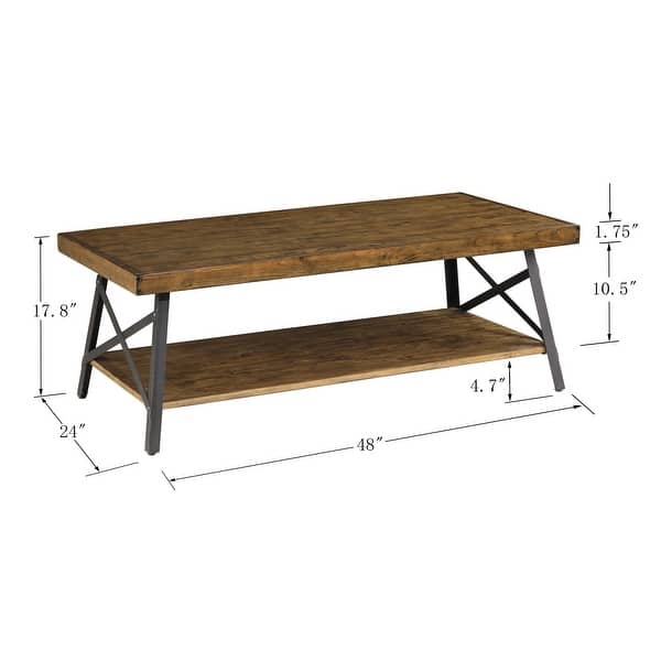 dimension image slide 4 of 5, Carbon Loft Oliver Rustic Wood Coffee Table