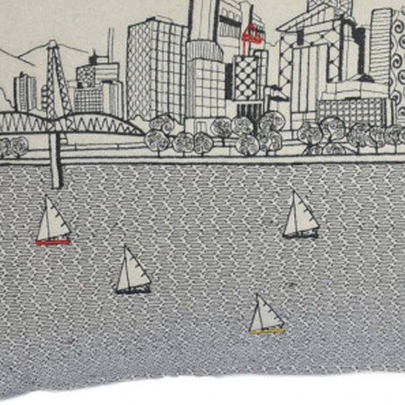 HomeRoots 35" White Portland Daylight Skyline Lumbar Decorative Pillow