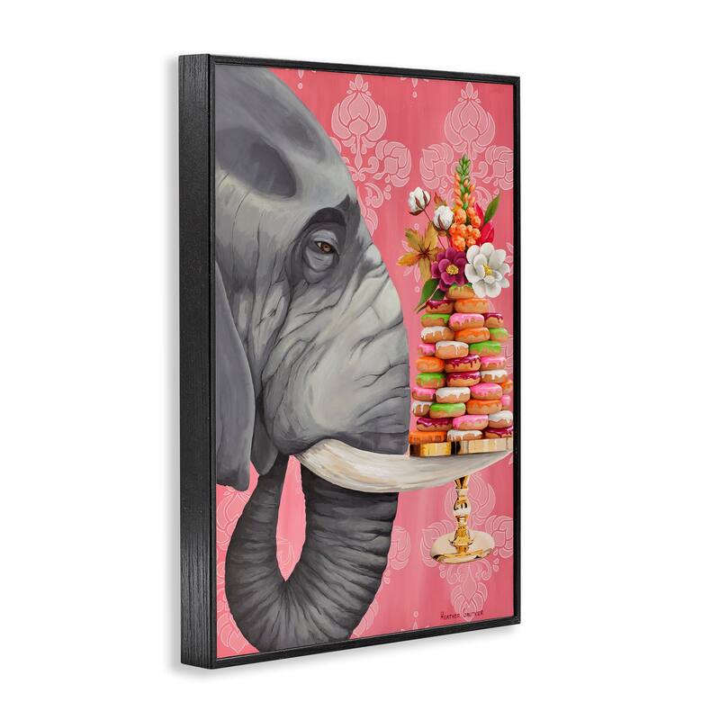 Stupell Elephant & Stacked Desserts Framed Giclee Art Design By Heather Gauthier