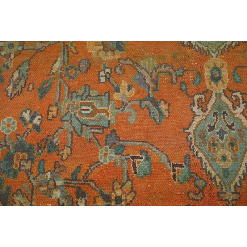 Hand Knotted Oriental 100% Wool Carpet Traditional Floral Oranges & Rust Hamedan Area Rug - 9' 6'' X 6' 6''