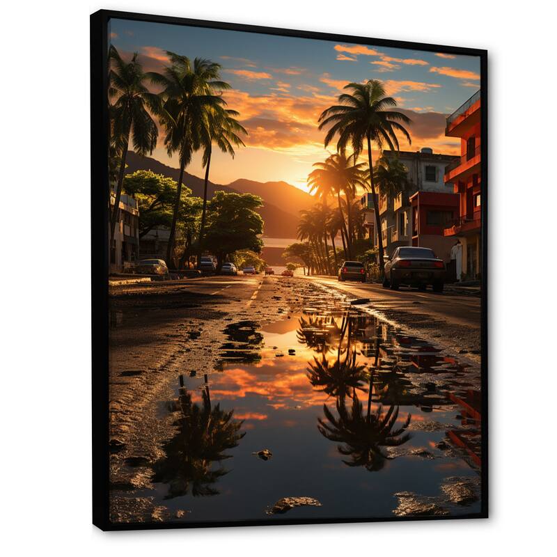 Designart "Puerto Rico Landscape" Puerto Rico Framed Canvas Art Print