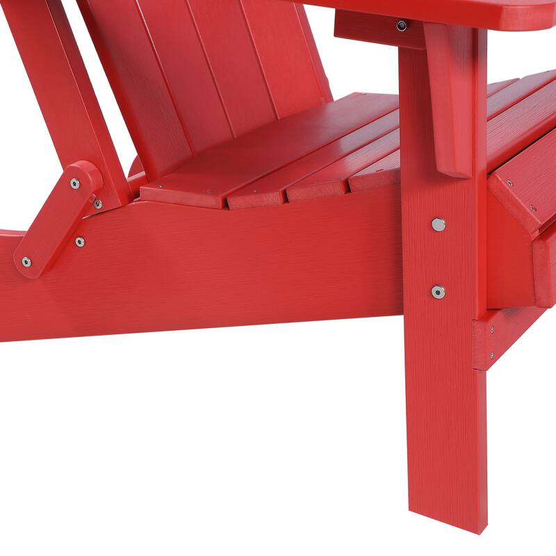 Hurley Folding Poly Plastic Adirondack Chair with Pull-out Ottoman