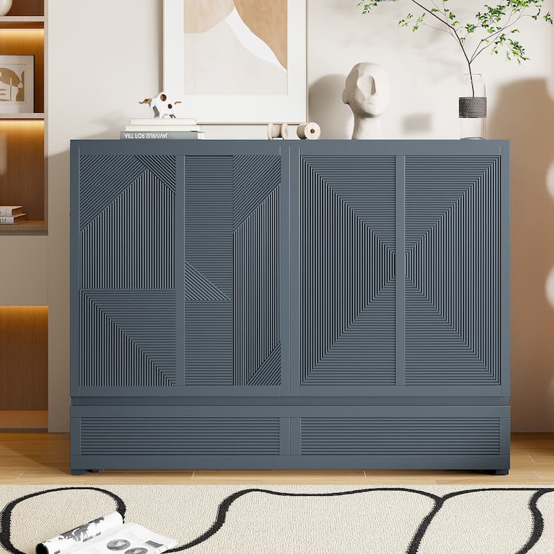 Murphy Bed with Large Drawer, USB Ports and Outlets - Grey - Full