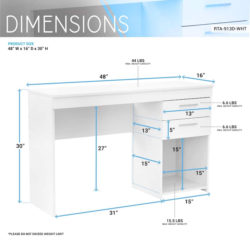 Home Office Workstation with Storage, White