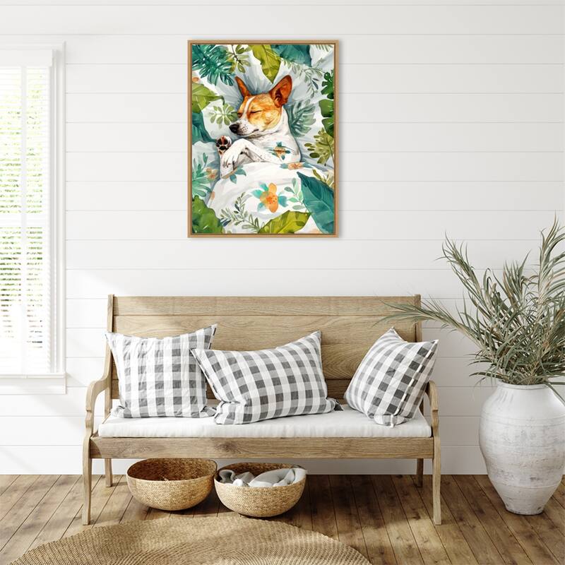 Dogs Life Jungle by Justyna Jaszke Framed Canvas Wall Art