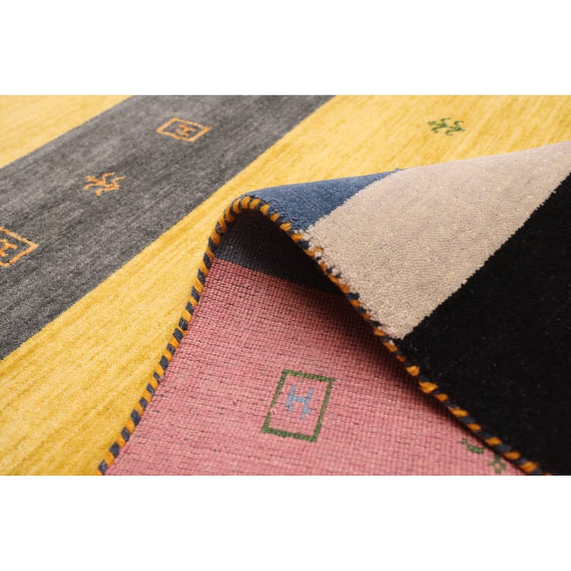 ECARPETGALLERY Hand Loomed Kashkuli Gabbeh Multi Color Wool Rug - 6'8 x 9'9