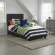 preview thumbnail 1 of 4, Leather Upholstered Twin Size Platform Bed, Black