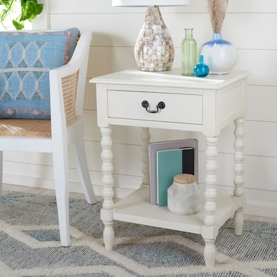 SAFAVIEH Athena Distressed White Accent Table - 19" W x 15.8" L x 26" H