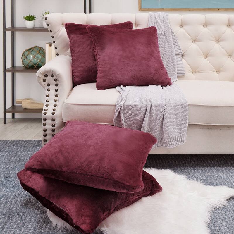 Fauxfur Pillow Shell Set 20'X20" - Tawny Port