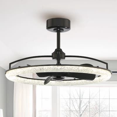 Perimost 31.5" Industrial Black ABS 3-Blade LED Bladeless Ceiling Fan with Remote