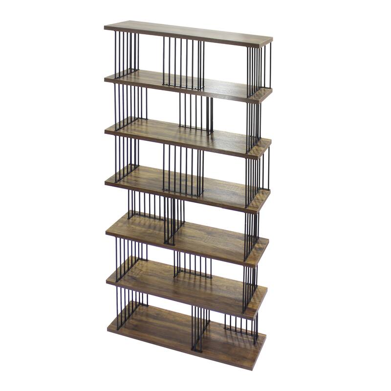 DAVEE Modern & Contemporary Antique Wood 6-tier Bookcase - 86.81*47.24*11.81 inches