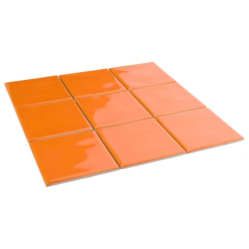 Merola Tile Twist Square Orange Sunset 11-3/4" x 11-3/4" Ceramic Mosaic Wall Tile