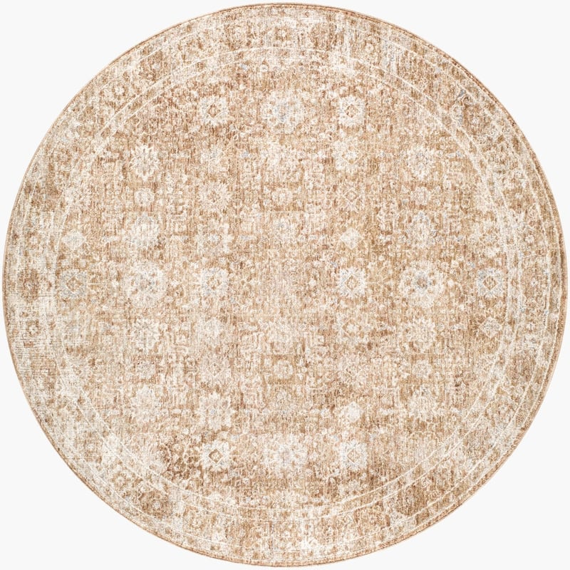Livabliss Da Vinci Traditional Area Rug - 5'3" x 5'3" Round - Tan