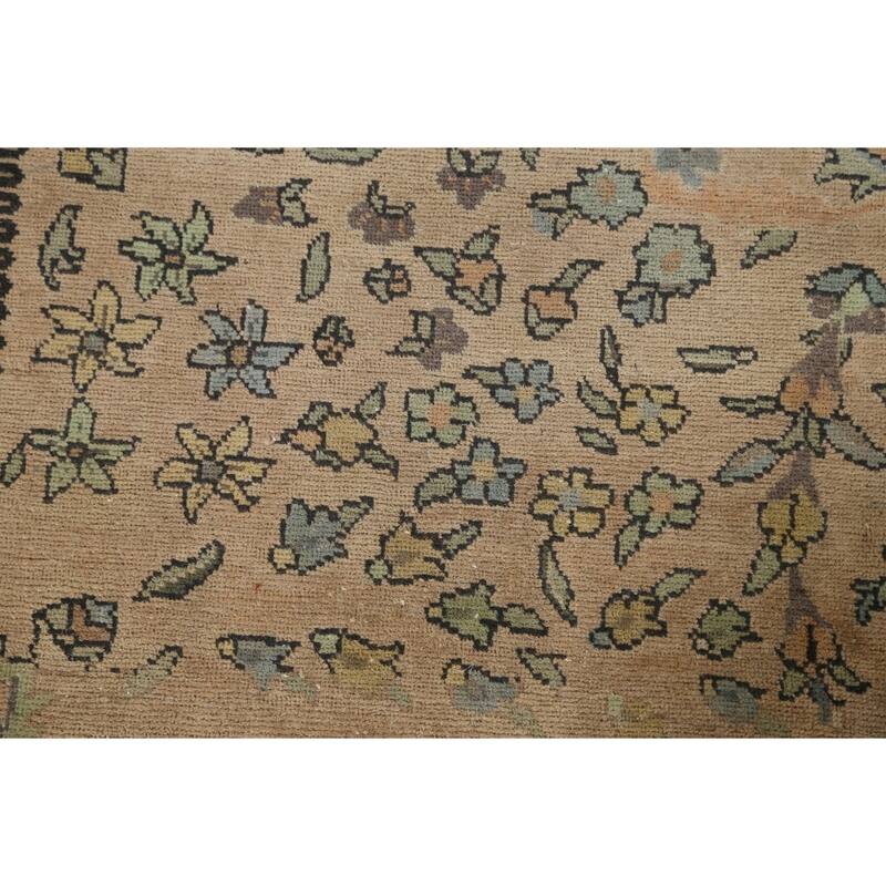 Hand Knotted Oriental 100% Wool Carpet Traditional Floral Brown Tabriz Area Rug - 11' 7'' X 8' 3''