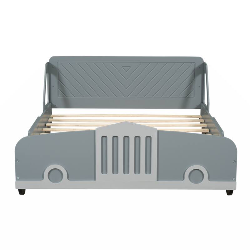 Full Size Car-Shaped Platform Bed with Wheels