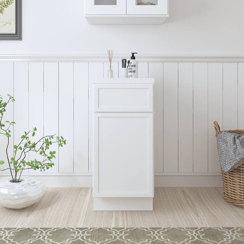 Vanity Art 15" Freestanding Single Base Storage Cabinet with Soft Close Door - White