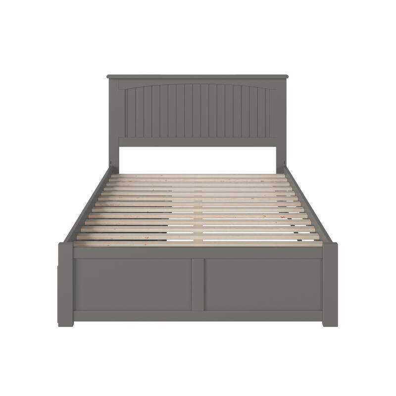 Nantucket Full Platform Bed with Footboard and 2 Bed Drawers in Grey