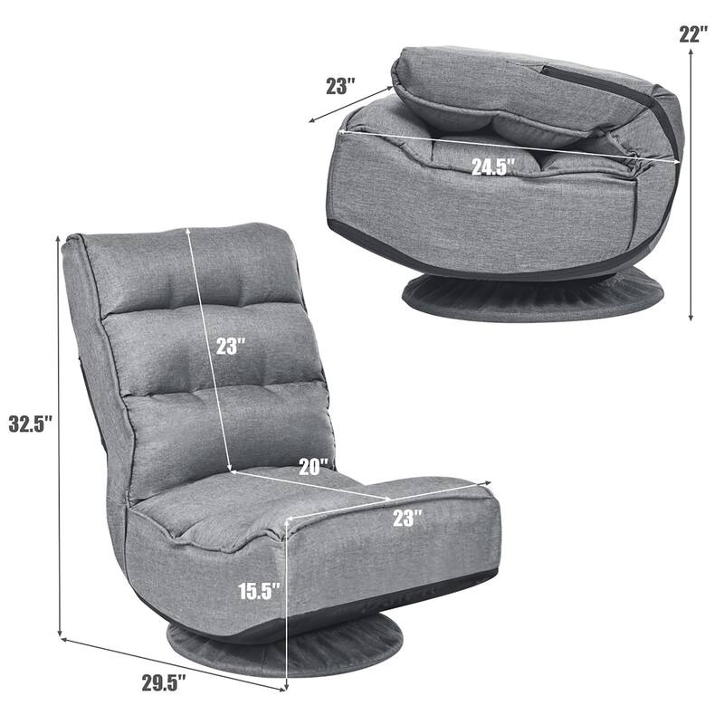 Costway Gaming Chair Fabric 6-Position Folding Lazy Sofa 360 Degree