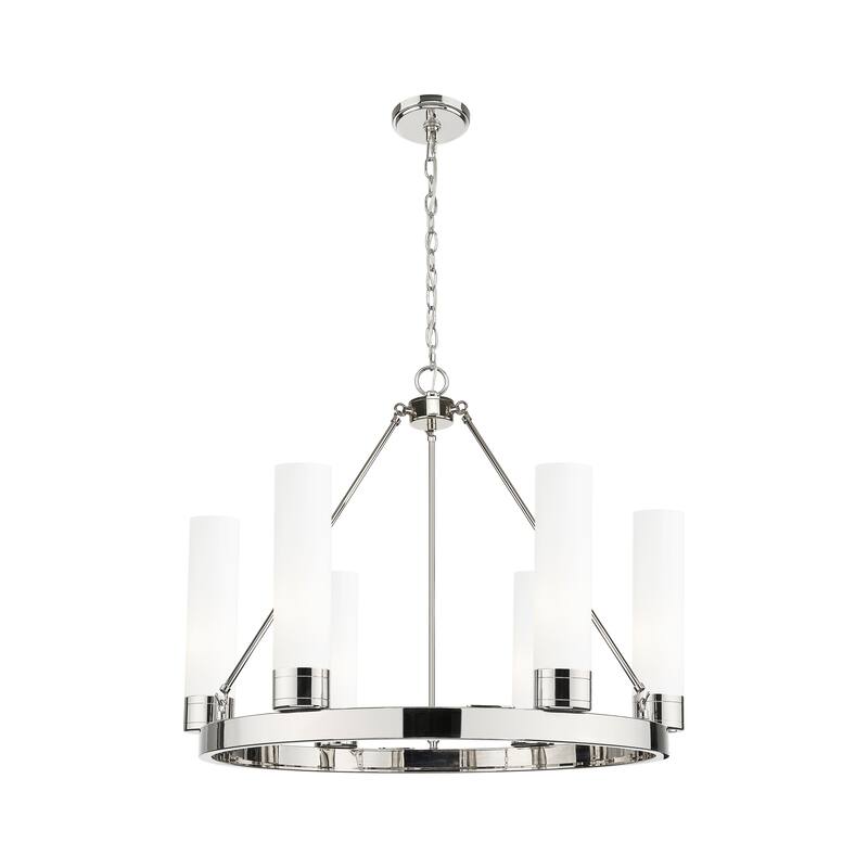Innovations Lighting Downtown Urban - Boreas - 6 Light 29" Chandelier with 11" Shades - Polished Nickel/White
