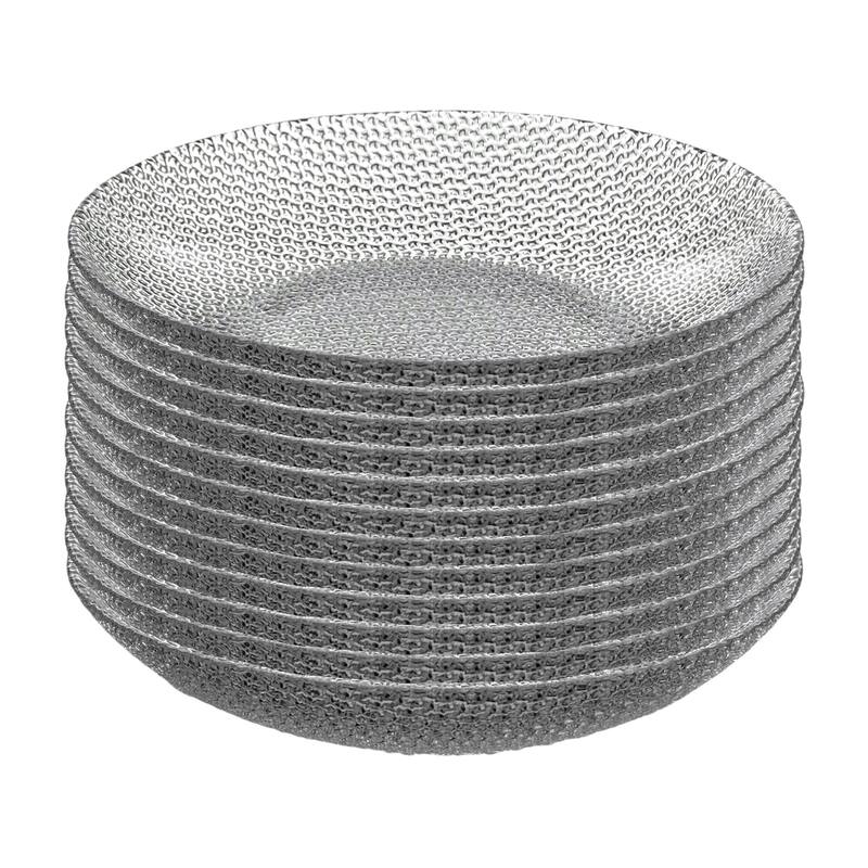 Stylish Glass Soup Plates with Pebble Design Perfect for Serving Soup Salads or Pasta - Set-12 - Clear