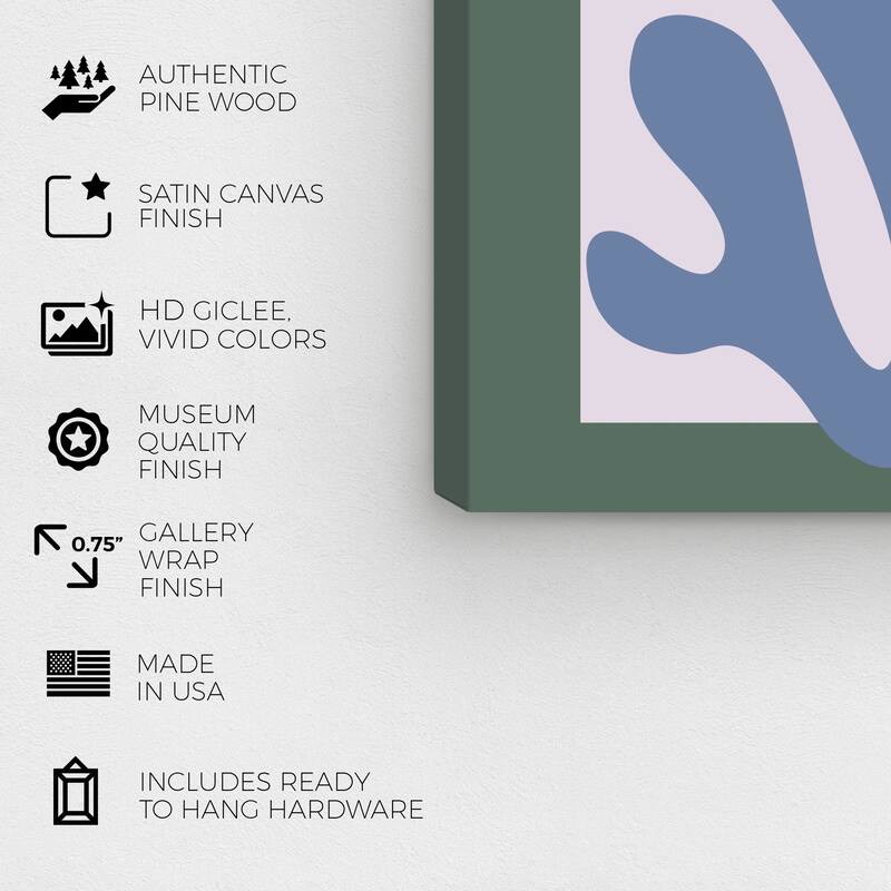 Wynwood Studio Abstract Plant and Moon III Green and Lilac Mid-Century Modern Wall Art Canvas Print
