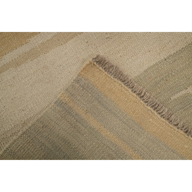 Hand Woven Oriental 100% Wool Carpet Southwestern Modern Beige & Ivories Kilim Area Rug - 6' 8'' X 4' 9''