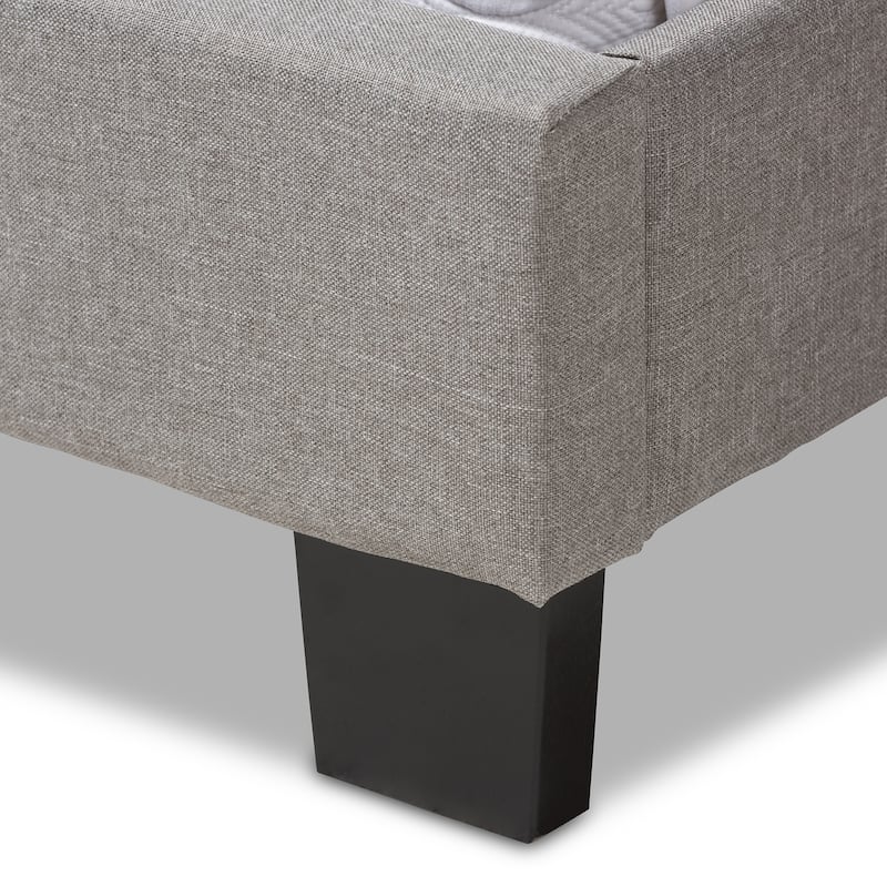Light Grey Upholstered Bed - Modern Design Fabric Bed Frame - 47"H x 64"W x 83"D