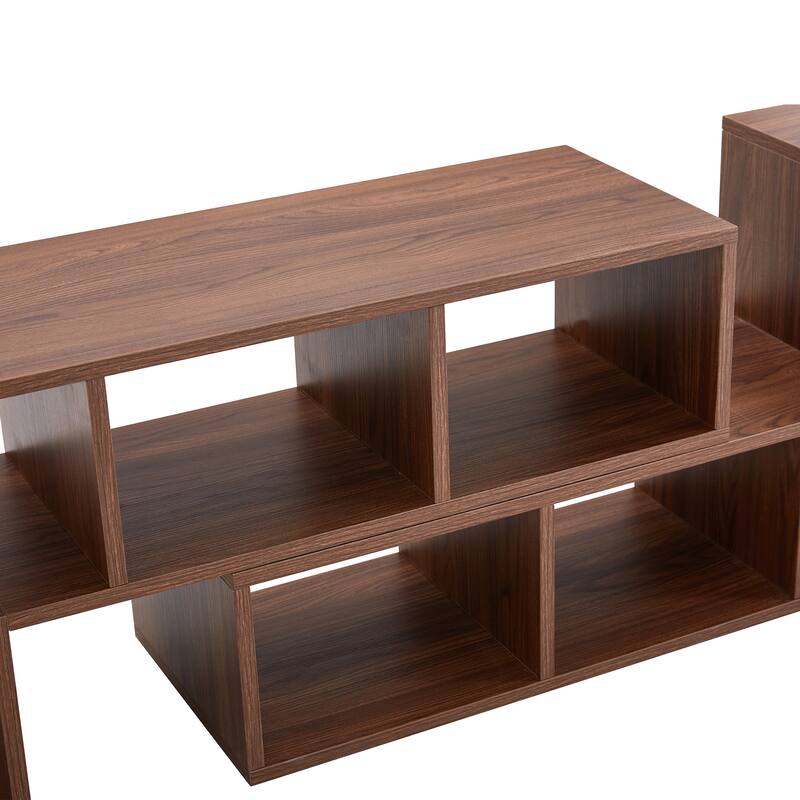 2 Pieces Cube TV Stand, L-Shaped TV Console Stand Entertainment Center with Open Storage Bookcase Shelf