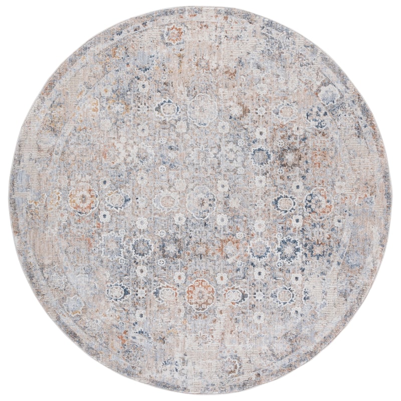 SAFAVIEH Scarlett Tomoe Transitional Rug - 6'7" Round - Beige/Blue Ivory