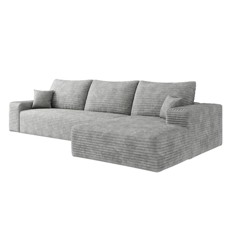 107-Inch Modular Corduroy Sectional Sofa with Chaise and Deep Seating for Living Room Bedroom