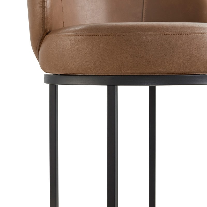 Spruce & Spring Chloe Upholstered Swivel Counter Bar Stool with Metal Frame and Arched Back