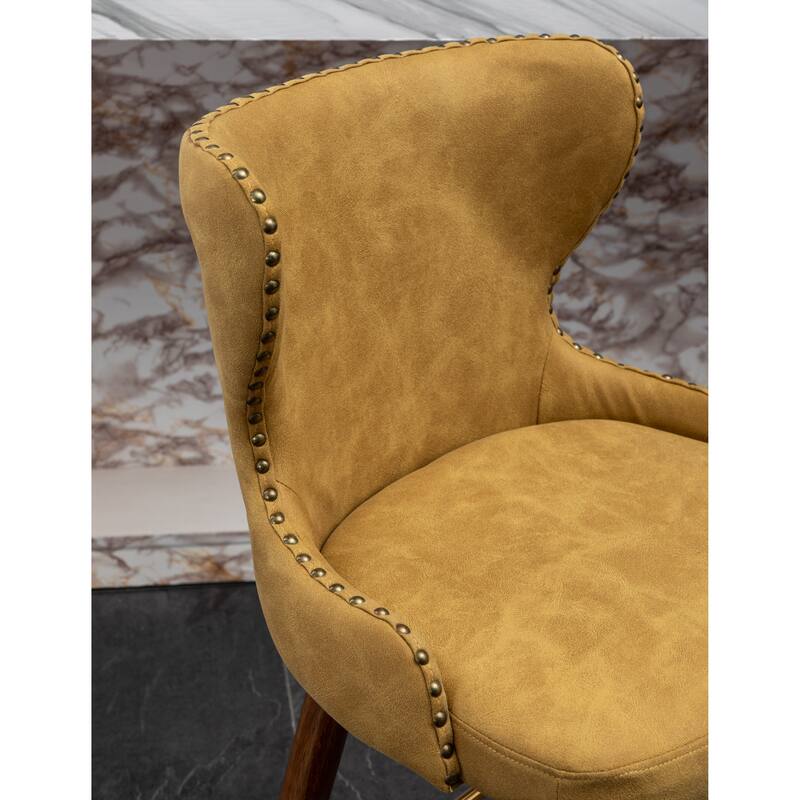 Roundhill Furniture Nevis Mid-century Modern Faux Leather Tufted Nailhead Trim Counter Stool Set of 2