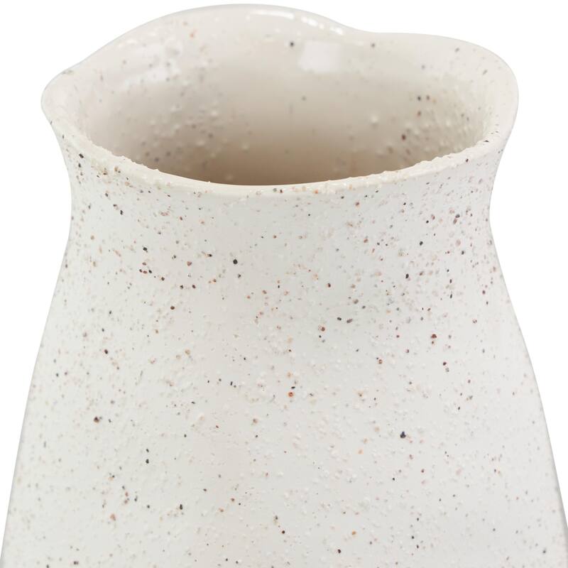Ceramic Abstract Wavy Decorative Vase with Textured Speckled Detailing - Cream - Roche River Decor