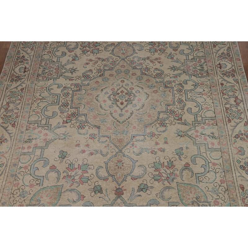 Medallion Tabriz Persian Area Rug Oriental Handmade Wool Carpet - 8'0"x 11'1"