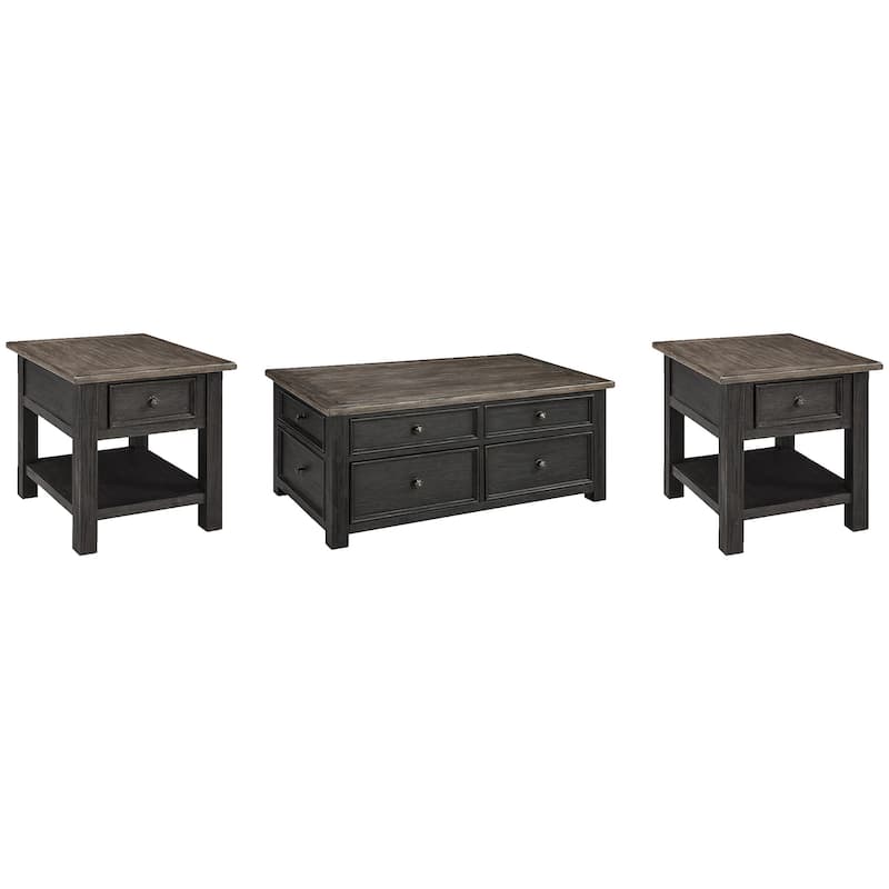 Signature Design by Ashley Tyler Creek Grayish Brown/Black Coffee Table with 2 End Tables - 46" W x 26" D x 20" H