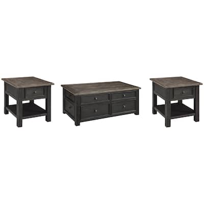 Signature Design by Ashley Tyler Creek Grayish Brown/Black Coffee Table with 2 End Tables - 46" W x 26" D x 20" H