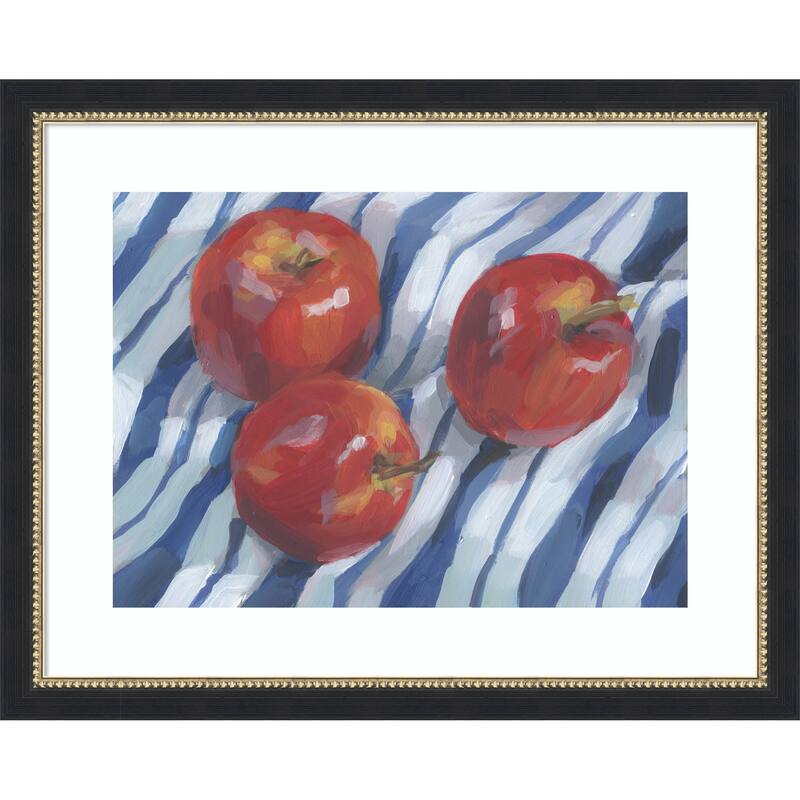 Three Red Apples by Carrie Arnold Wood Framed Wall Art Print
