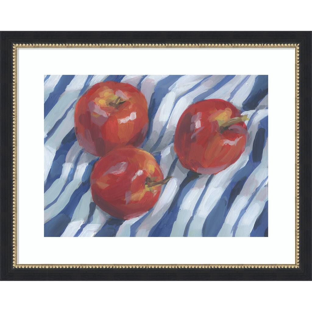 Three Red Apples by Carrie Arnold Wood Framed Wall Art Print