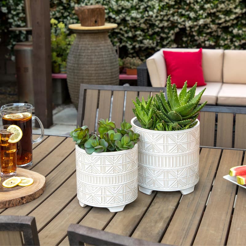 Sagebrook Home Ceramic Planters Set of 2 - 9"x9"x9" - White