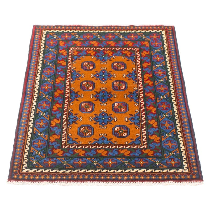 ECARPETGALLERY Hand-knotted Afghan Burnt Orange Wool Rug - 3'5 x 5'2