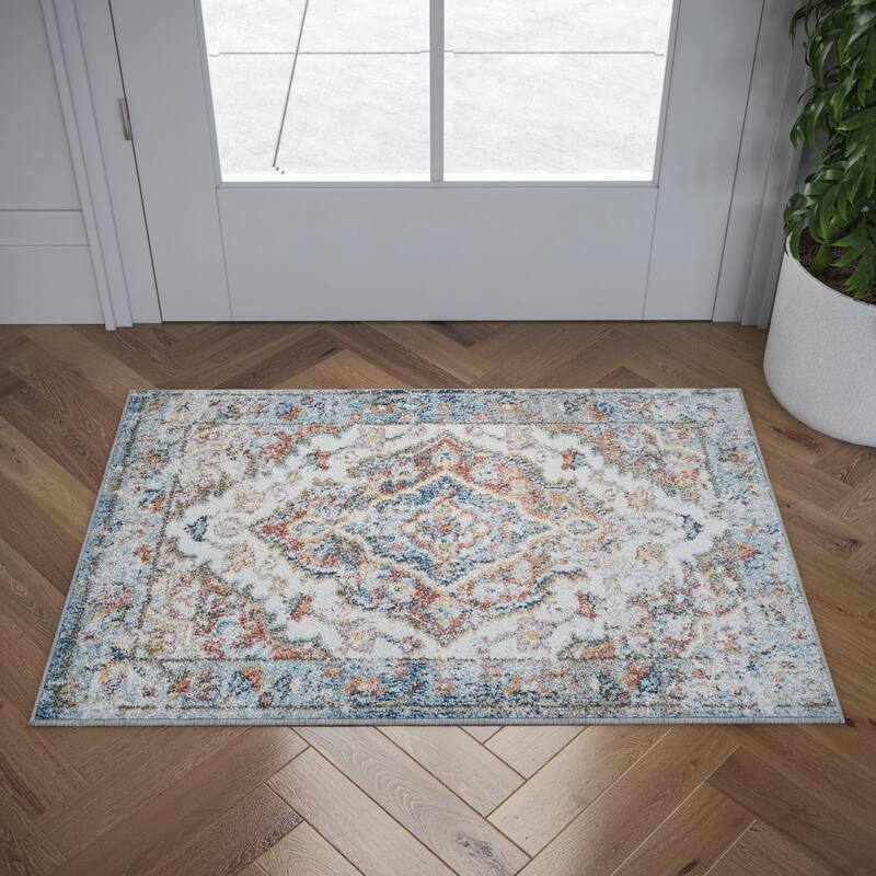 Rayna Farmhouse Medallion Indoor Area Rug