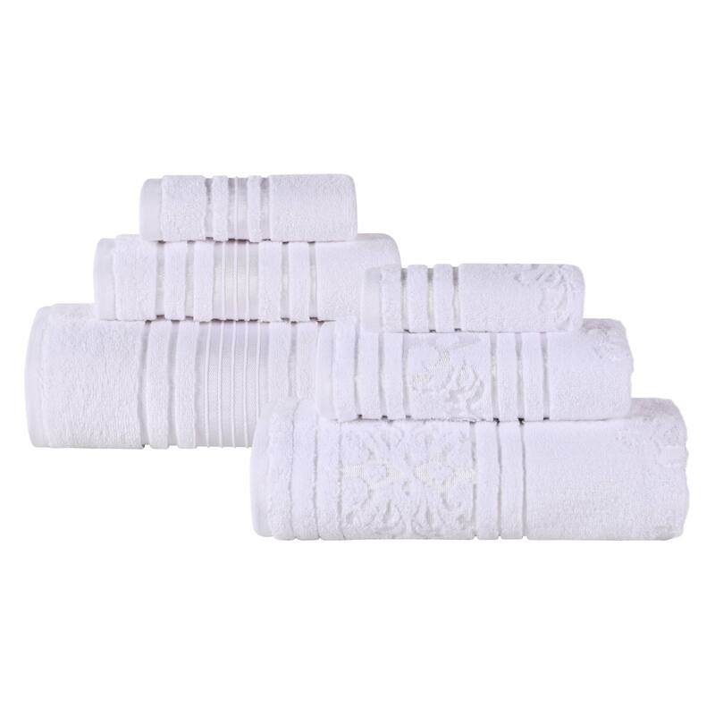 Superior Sadie Zero Twist Cotton Solid and Floral 6 Piece Towel Set