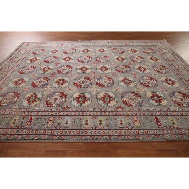 All-Over Gray Kazak Oriental Area Rug Handmade Wool Carpet - 8'5"x 11'0"